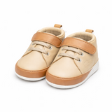 Premium Baby Boy Lace-Up Soft Shoes – Stylish & Comfortable - Beige & Light Brown (Tan)
