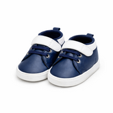 Premium Baby Boy Lace-Up Soft Shoes – Stylish & Comfortable - Navy Blue & White