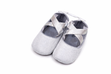 Cute Baby Girl Glitter Bow Shoes – Soft & Elegant - Silver