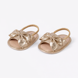Baby Girl Bow Soft Sole Sandals - Golden