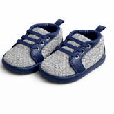 Textured Baby Shoes – Everyday Comfort Fit - Navy Blue & Grey