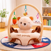 Baby Sofa Seat In Red Panda With Hanging Rattles Bar