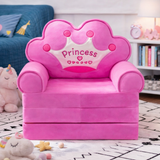 Adorable Kids Foldable Sofa Seat - Princess - Purple