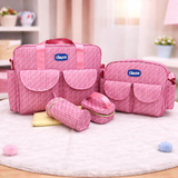 5-Piece Pink Premium Baby Diaper Bag Set β Large Capacity Maternity Bag with Bottle Cover, Pouch & Changing Mat