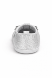 Cute Baby Girl Glitter Big Bow Shoes – Soft & Elegant - Silver