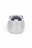 Cute Baby Girl Glitter Bow Shoes – Soft & Elegant - Silver