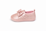 Cute Baby Girl Glitter Bow Shoes – Soft & Elegant - Pink