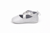 Cute Baby Girl Glitter Bow Shoes – Soft & Elegant - Silver