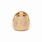 Baby Girl Golden Glitter Party Wear Shoes with Bow - Golden