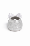 Cute Baby Girl Glitter Bow Shoes – Soft & Elegant - Silver