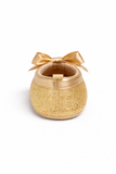Cute Baby Girl Glitter Bow Shoes – Soft & Elegant - Golden