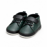 Premium Baby Boy Lace-Up Soft Shoes – Stylish & Comfortable - Dark Green & Black
