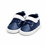 Premium Baby Boy Lace-Up Soft Shoes – Stylish & Comfortable - Navy Blue & White