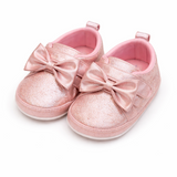 Cute Baby Girl Glitter Bow Shoes – Soft & Elegant - Pink