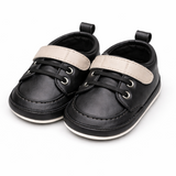 Stylish Black & Beige Soft-Sole Baby Shoes