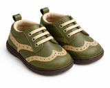 Classic Olive Green Baby Shoes – Lace Style
