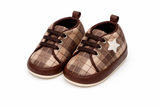 Star Check Baby Shoes – Brown Check & Cream