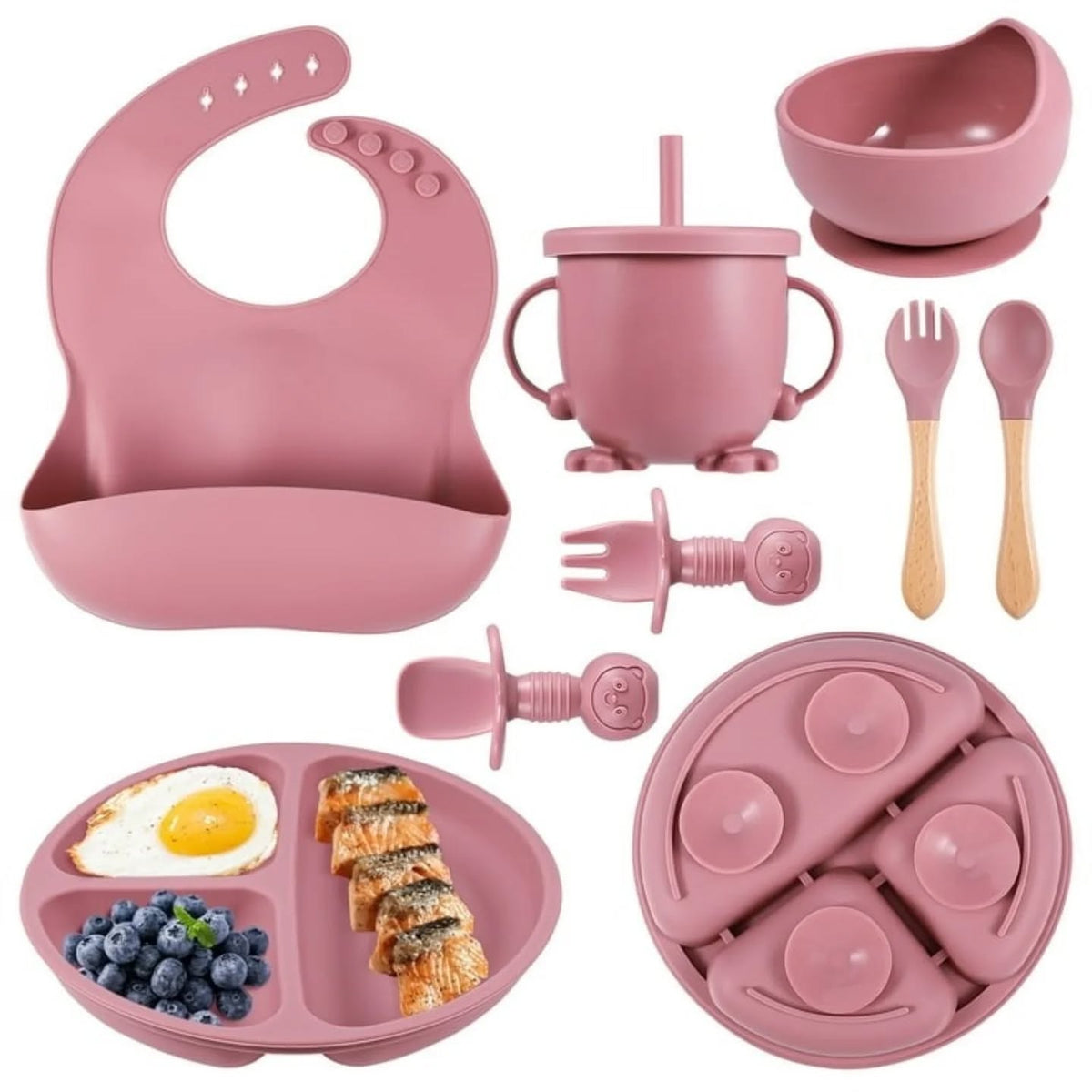 Little Laughs 8-Piece Unbreakable Silicone Feeding Set