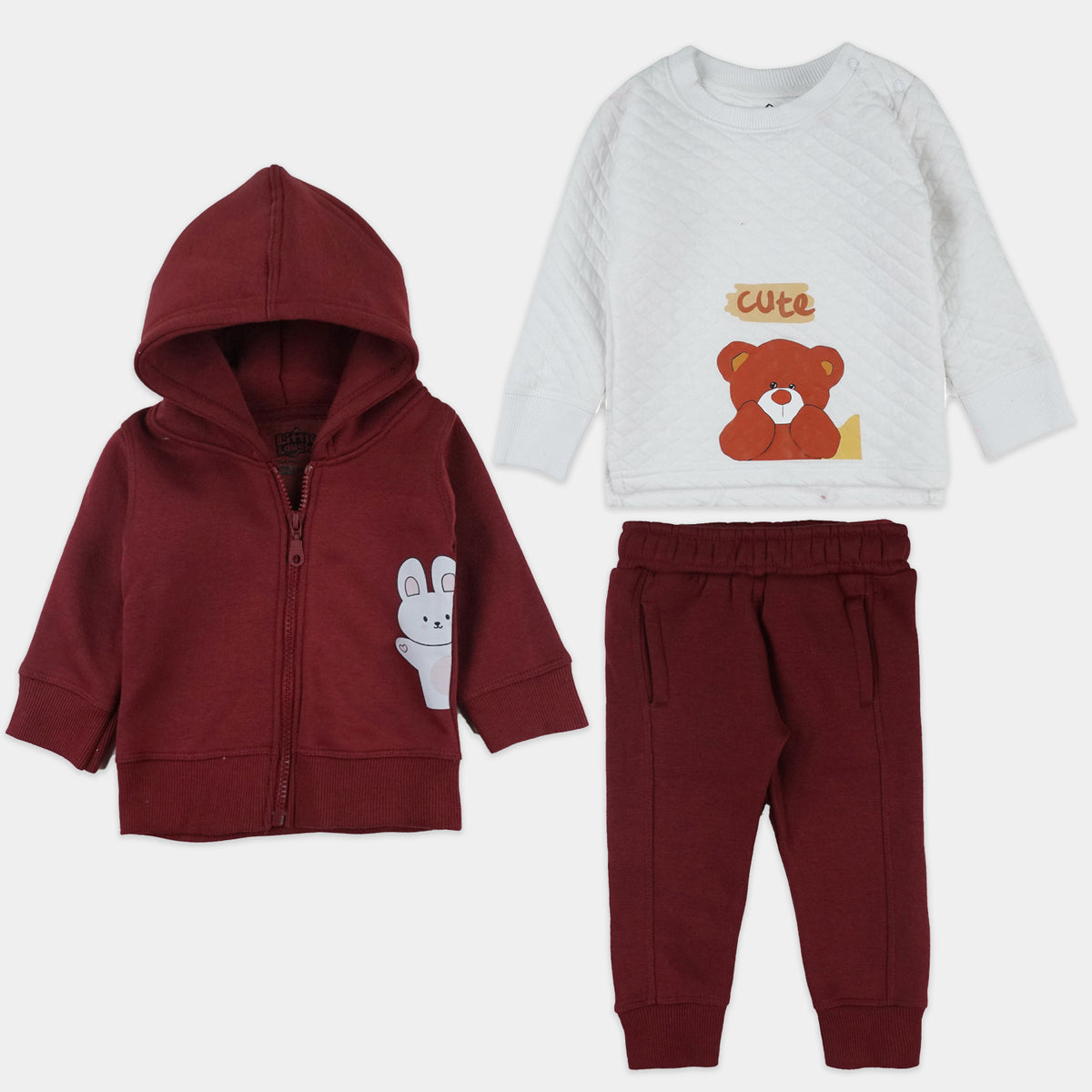 Cuddle Bear Maroon Set