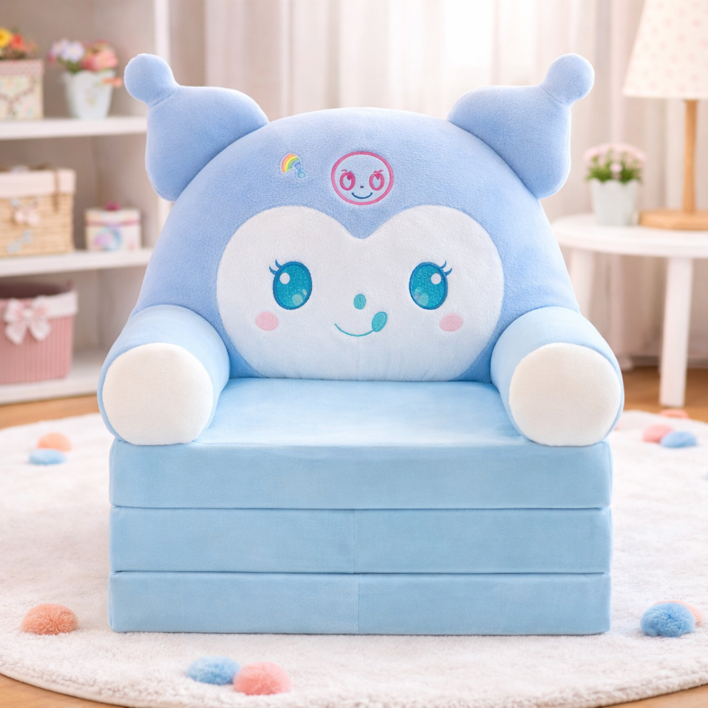 Adorable Kids Foldable Sofa Seat - Blue - TWINKLE BOO