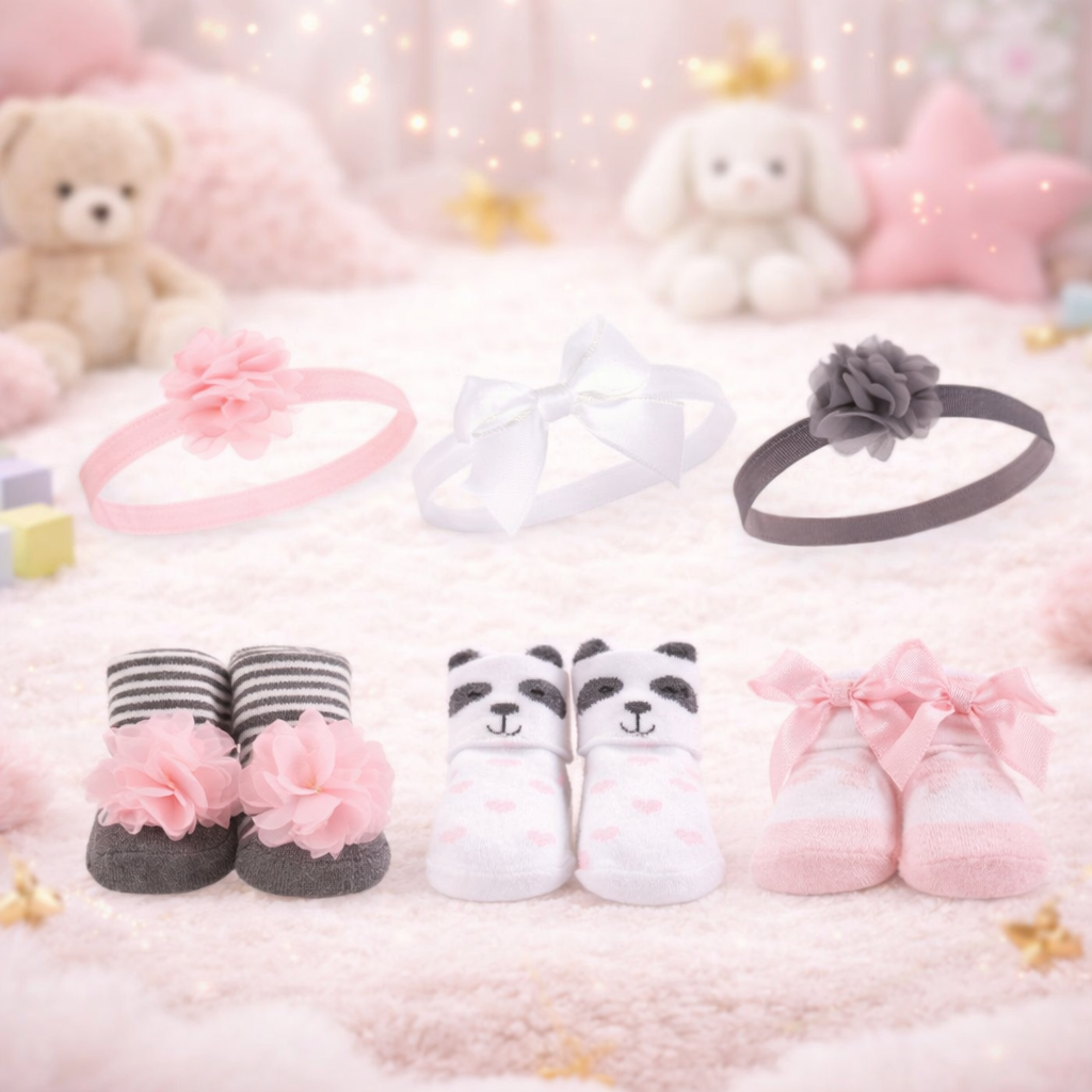 Baby 6-Pcs Headband & Sock Gift Set