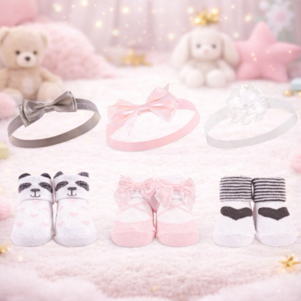 Baby 6-Pcs Headband & Sock Gift Set