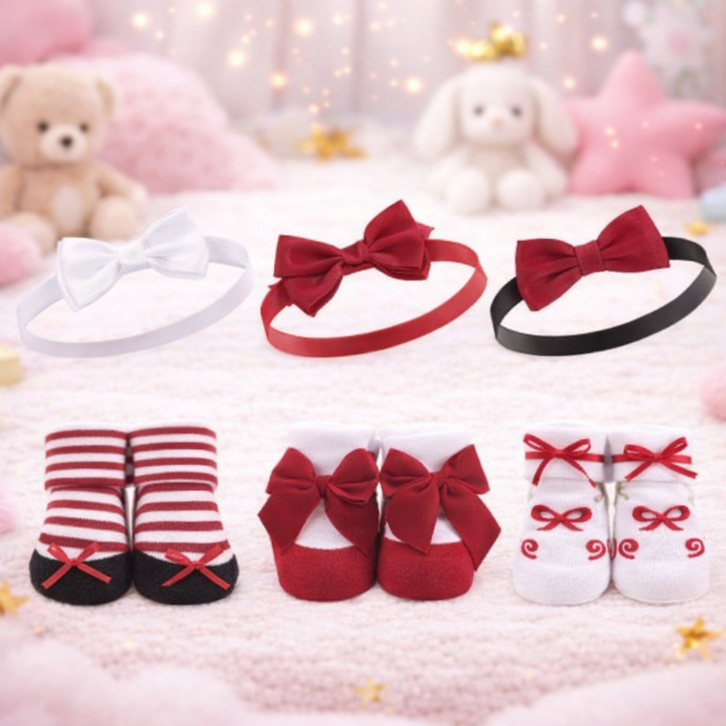 Baby 6-Pcs Headband & Sock Gift Set