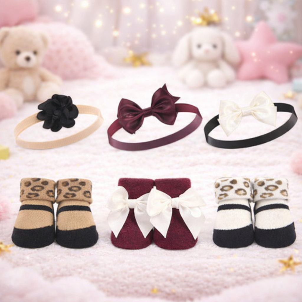 Baby 6-Pcs Headband & Sock Gift Set