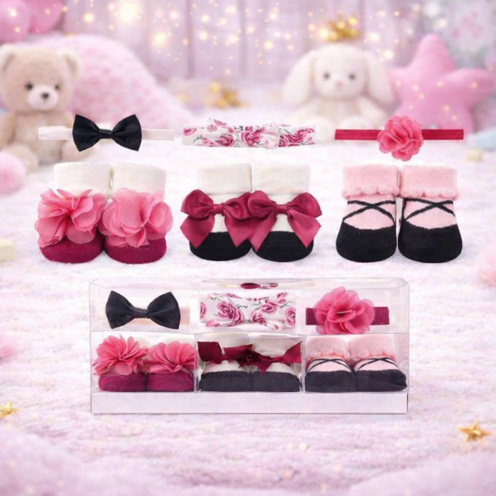 Baby 6-Pcs Headband & Sock Gift Set