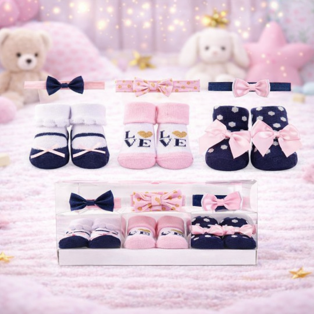 Baby 6-Pcs Headband & Sock Gift Set