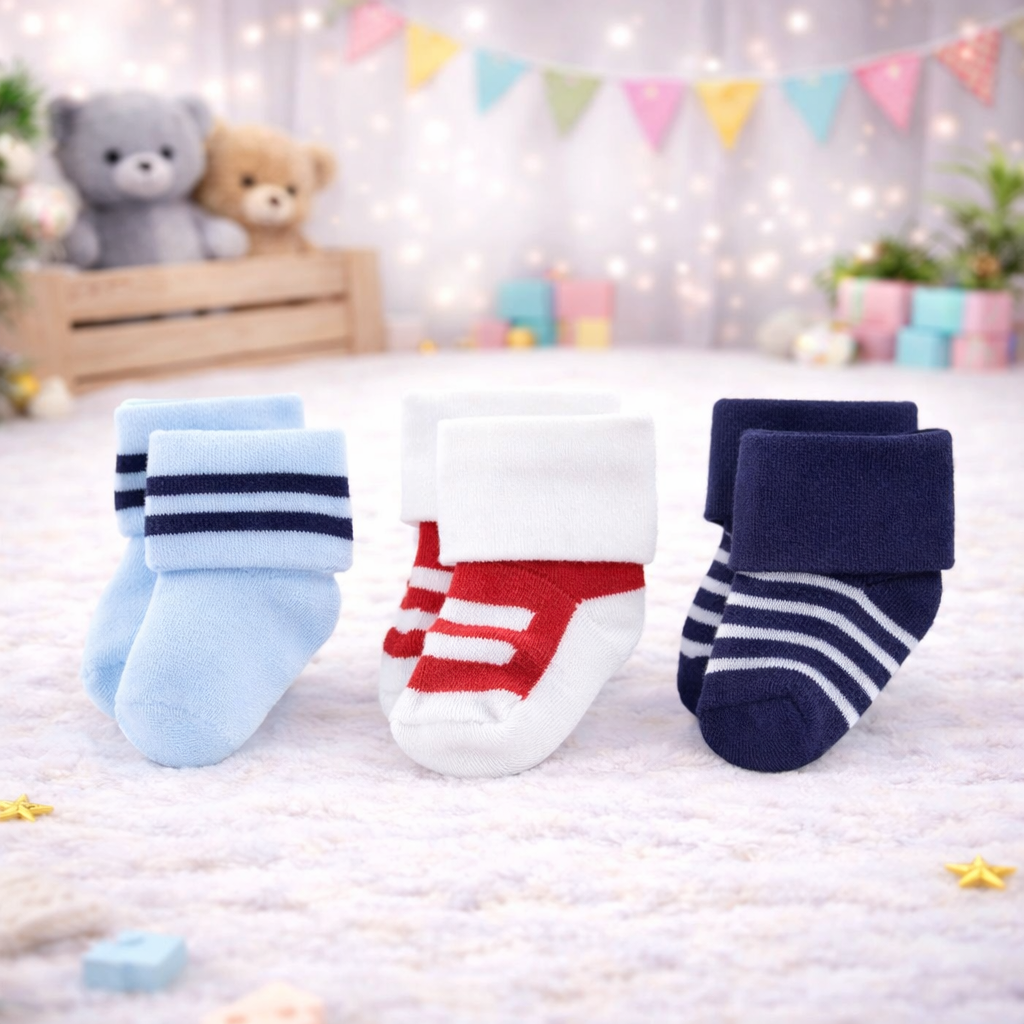 Infant Pack Of 3 Baby Socks - 0 TO 12 MONTH