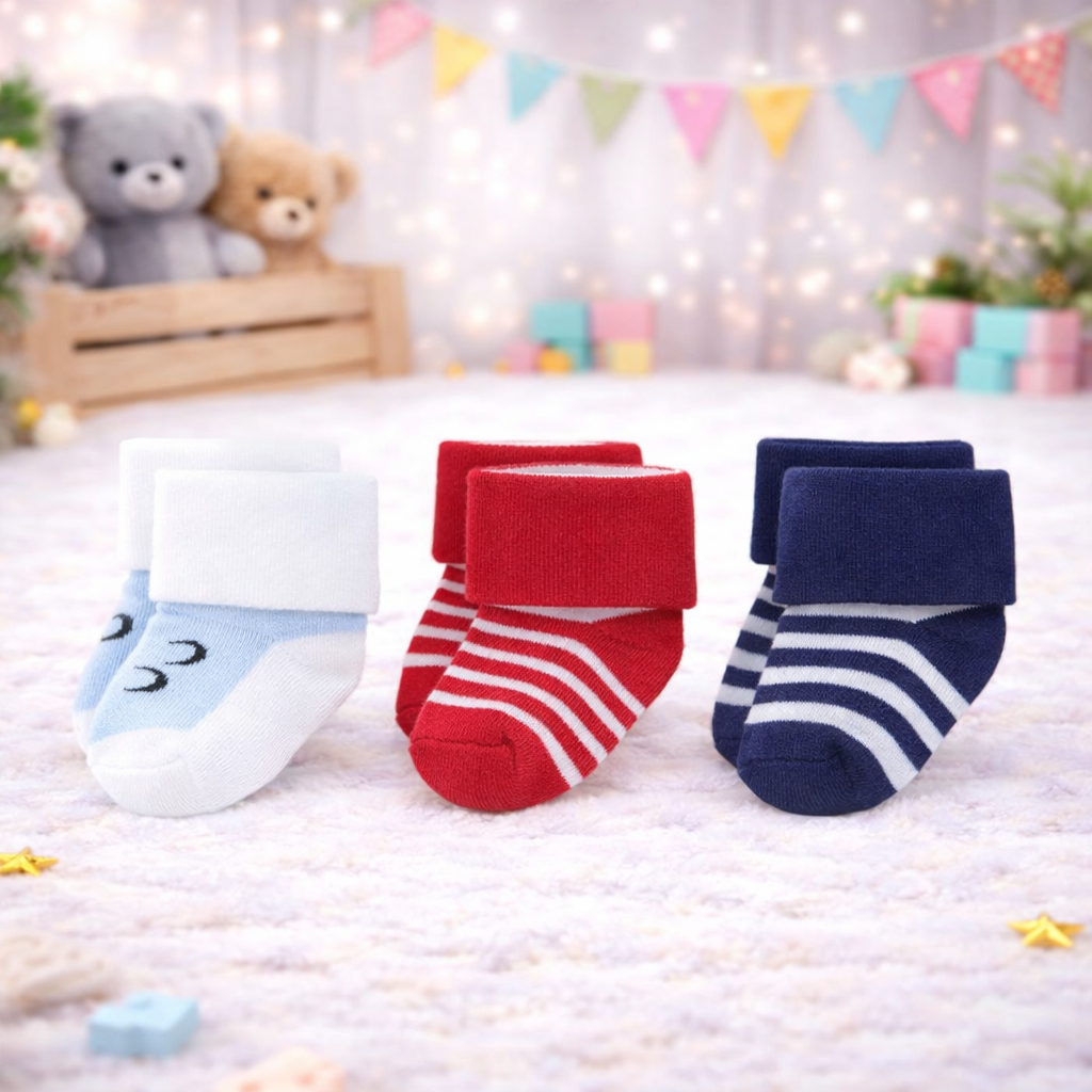 Infant Pack Of 3 Baby Socks - 0 TO 12 MONTH