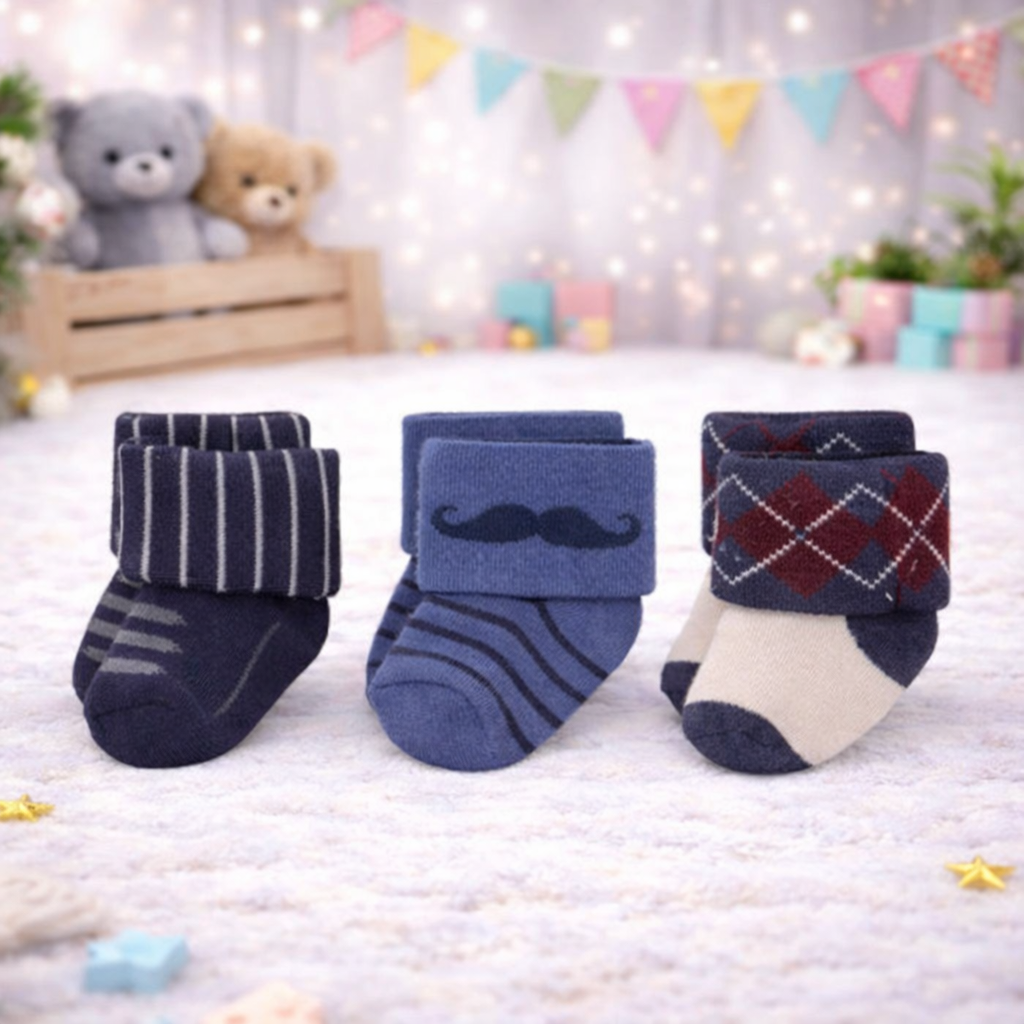 Infant Pack Of 3 Baby Socks - 0 TO 12 MONTH