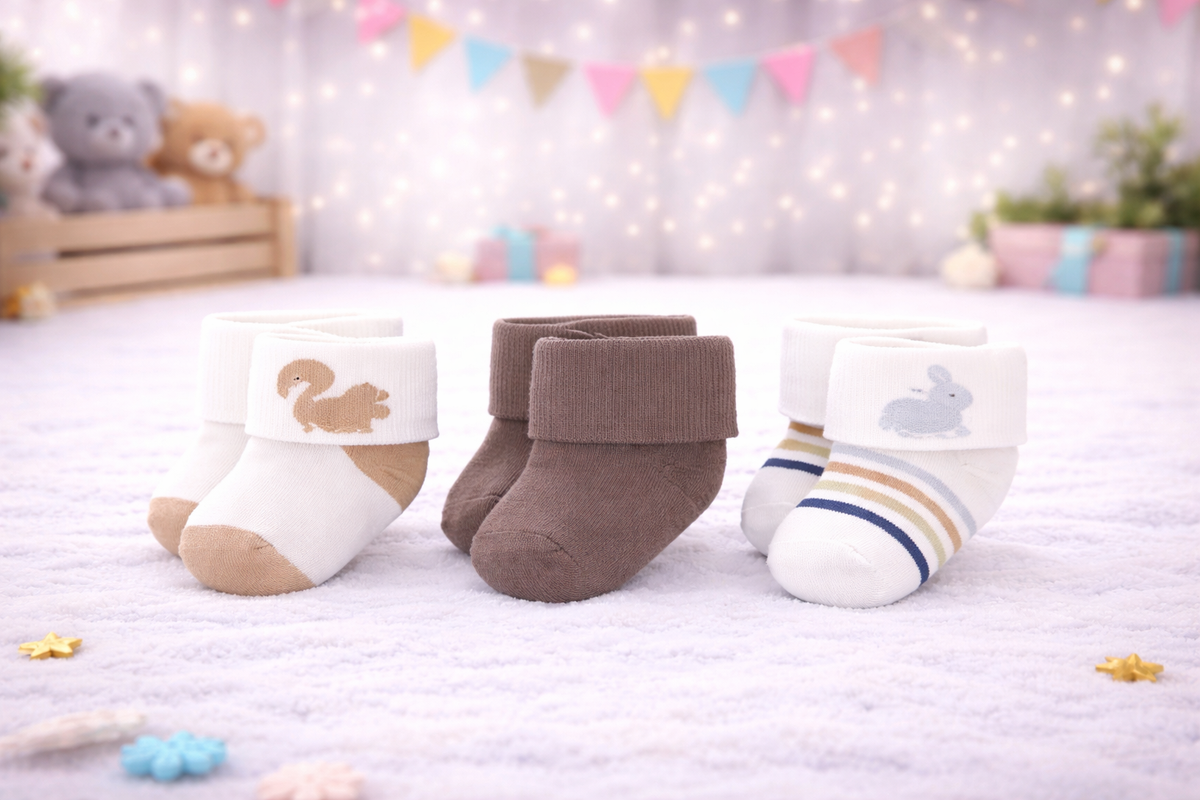 Infant Pack Of 3 Baby Socks - 0 TO 12 MONTH