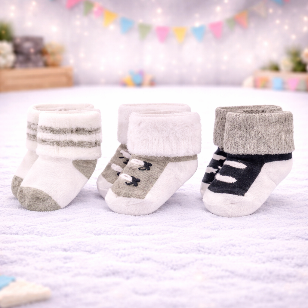 Infant Pack Of 3 Baby Socks - 0 TO 12 MONTH