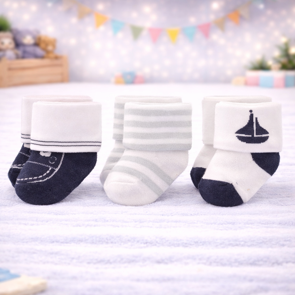 Infant Pack Of 3 Baby Socks - 0 TO 12 MONTH