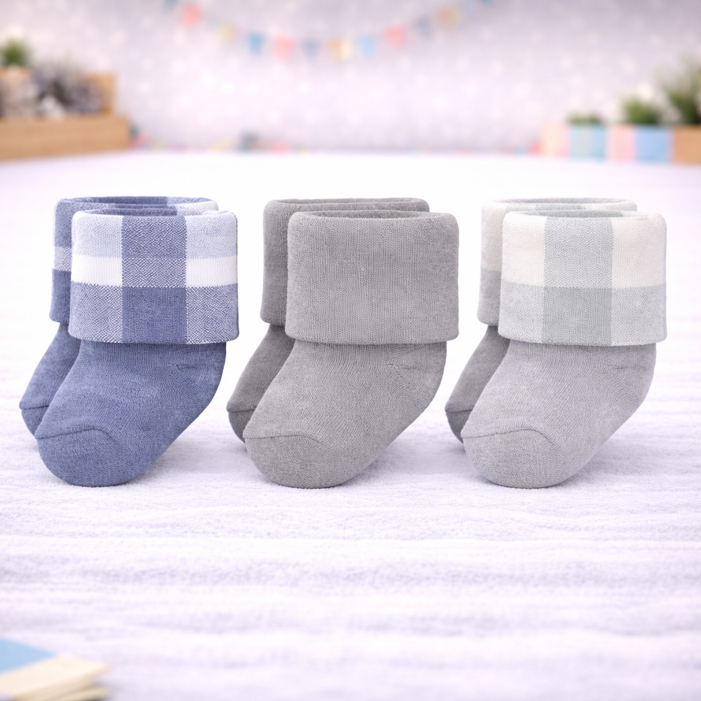 Infant Pack Of 3 Baby Socks - 0 TO 12 MONTH