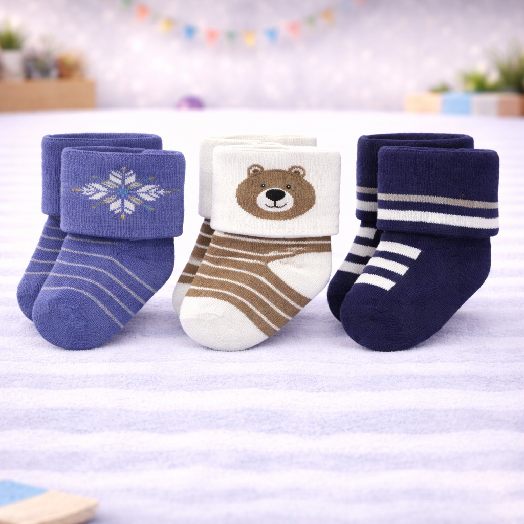 Infant Pack Of 3 Baby Socks - 0 TO 12 MONTH