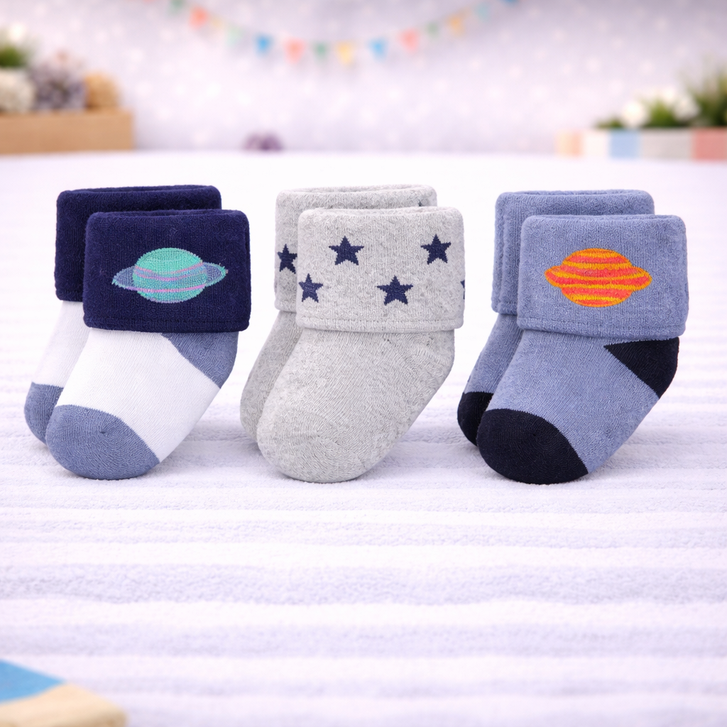 Infant Pack Of 3 Baby Socks - 0 TO 12 MONTH