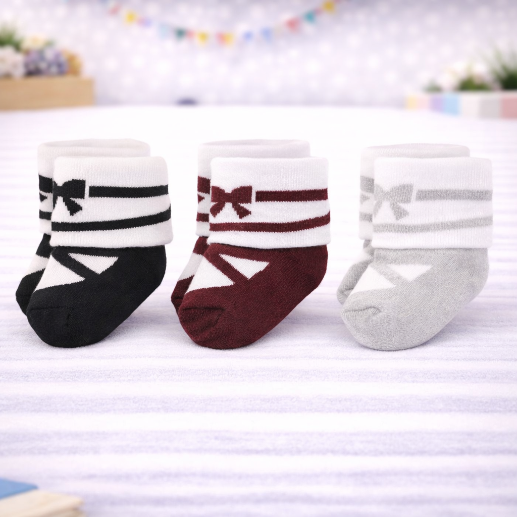 Infant Pack Of 3 Baby Socks - 0 TO 12 MONTH
