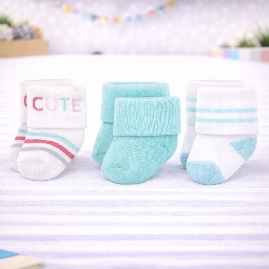 Infant Pack Of 3 Baby Socks - 0 TO 12 MONTH
