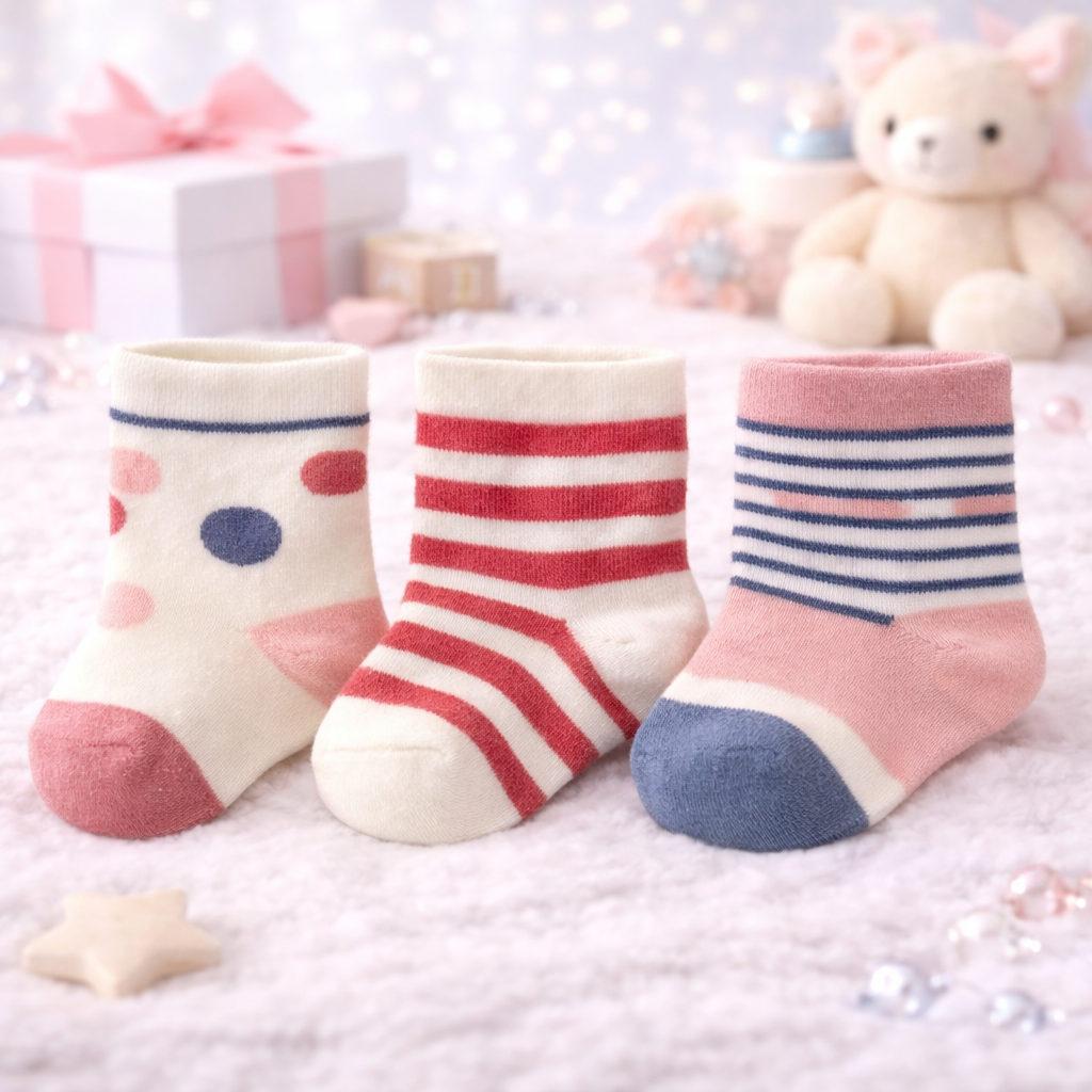 Infant Pack Of 3 Baby Socks - 0 TO 12 MONTH