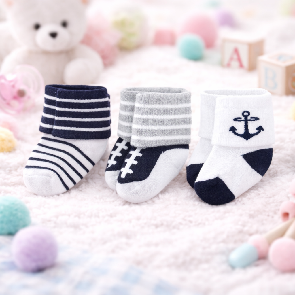 Infant Pack Of 3 Baby Socks - 0 TO 12 MONTH