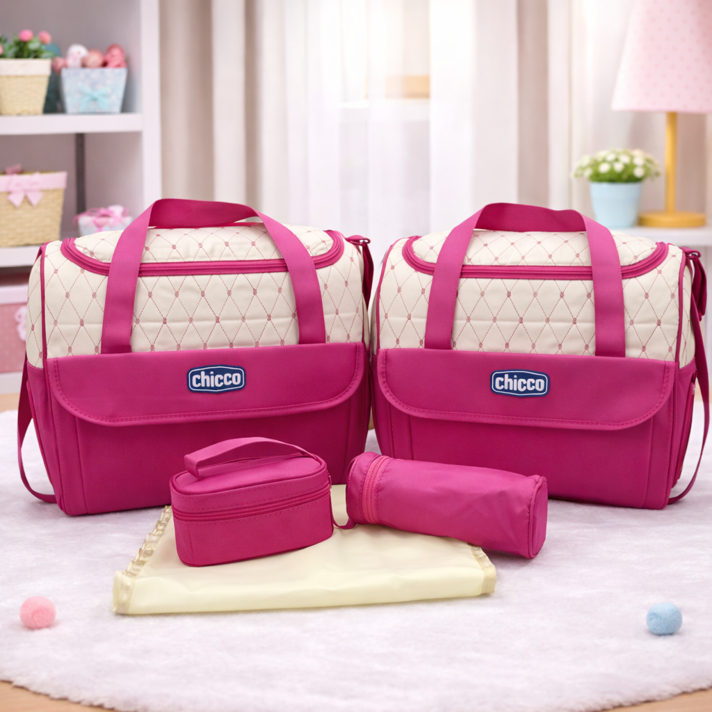 Baby Care Mother Bag | 5 PCs - Pink