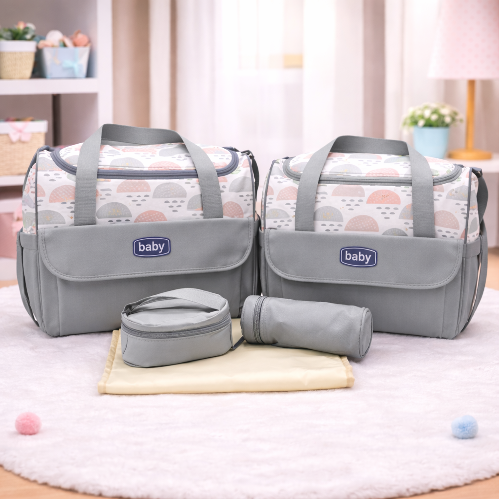 Baby Care Mother Bag | 5 PCs - Gray