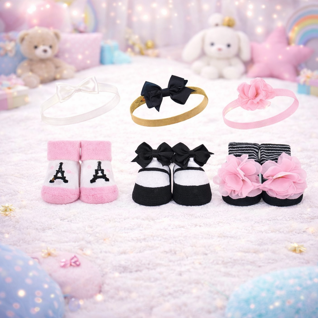 Baby 6-Pcs Headband & Sock Gift Set