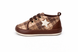 Star Check Baby Shoes – Brown Check & Cream