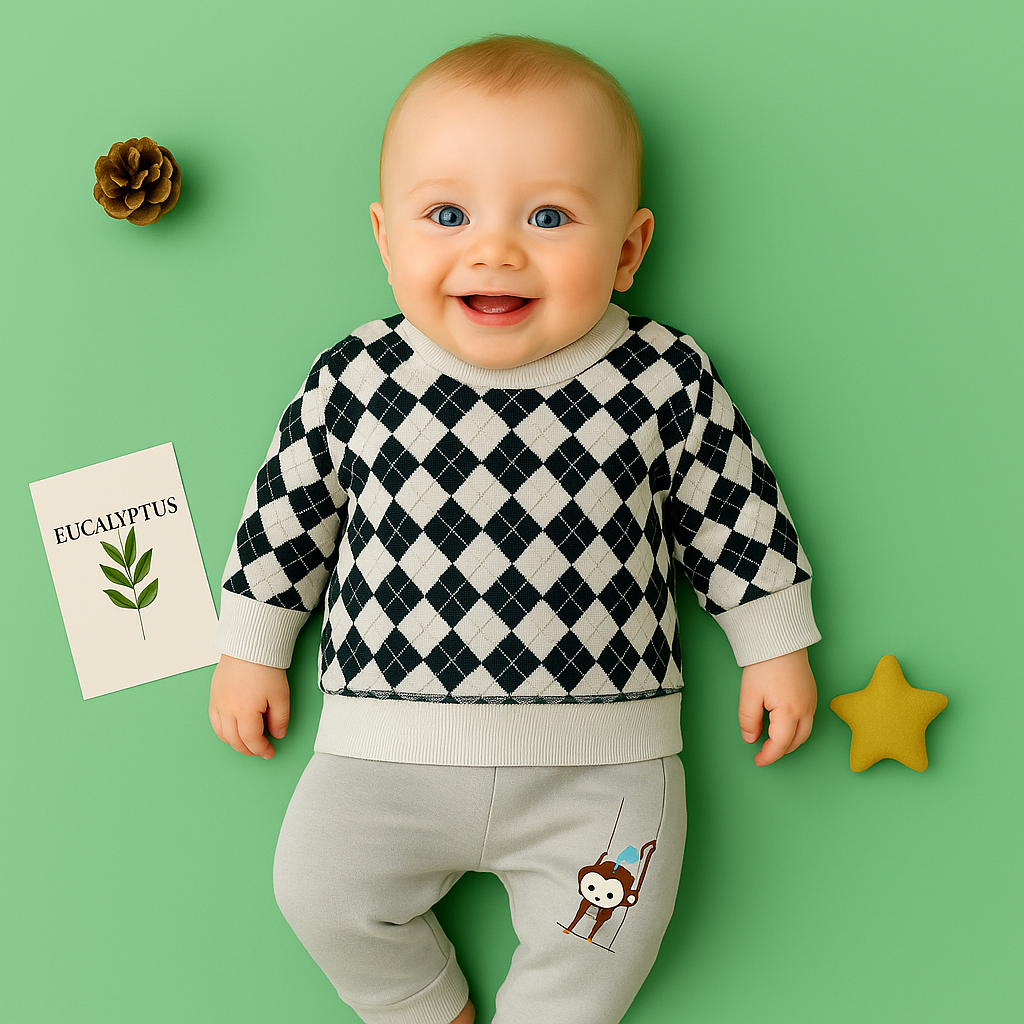 Playful Monkey Argyle Set