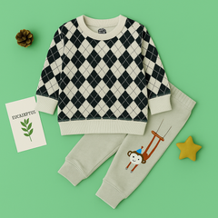 Playful Monkey Argyle Set