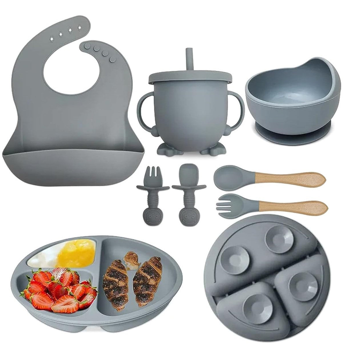 Little Laughs 8-Piece Unbreakable Silicone Feeding Set